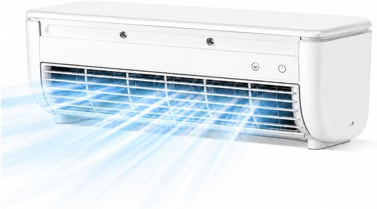 Mini Climatiseur, Unité De Climatisation Portable Sans Conduit, Refroidisseur Mural Sans Perçage Avec Télécommande, Ventilateur 3 Vitesses Pour Cuisine Et Chambre,Noir