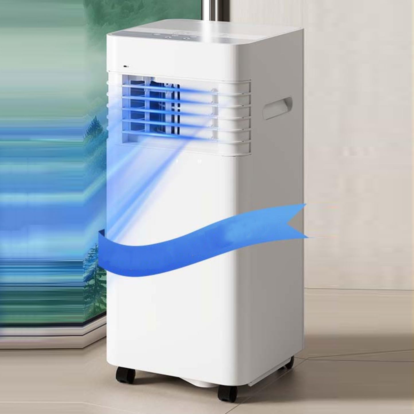 GENERIC Climatiseur Portable 8000 BTU AC Avec Ventilateur Frais, Minuterie 24 H, Kit De Fenêtre, 2 Vitesses, Oscillation à 120°, Couvre 300 M²