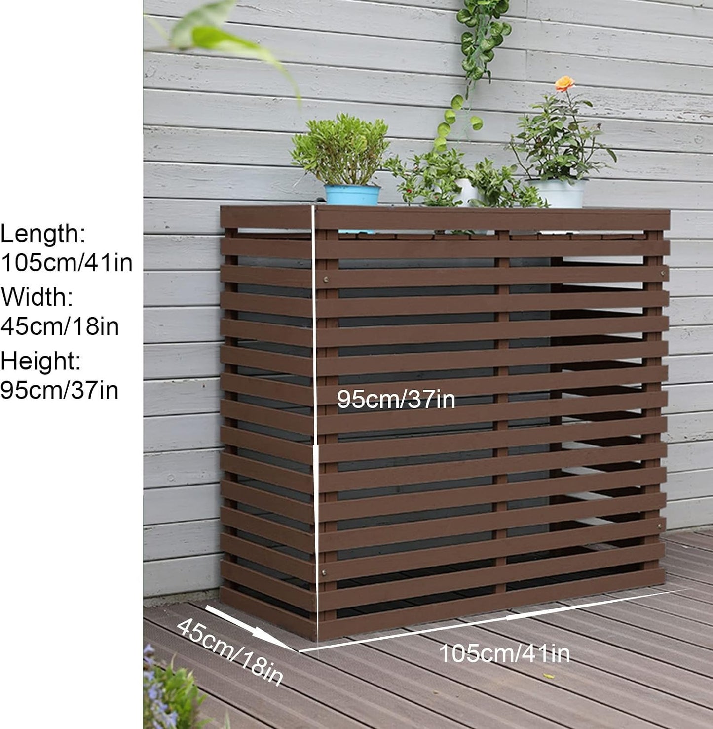 Housse De Protection En Bois Pour Climatiseur – Clôture De Protection Extérieure Pour Pompe à Chaleur Et Unités De Climatisation élégante Et Design Pour Dissimuler Les Unités De Climatisation