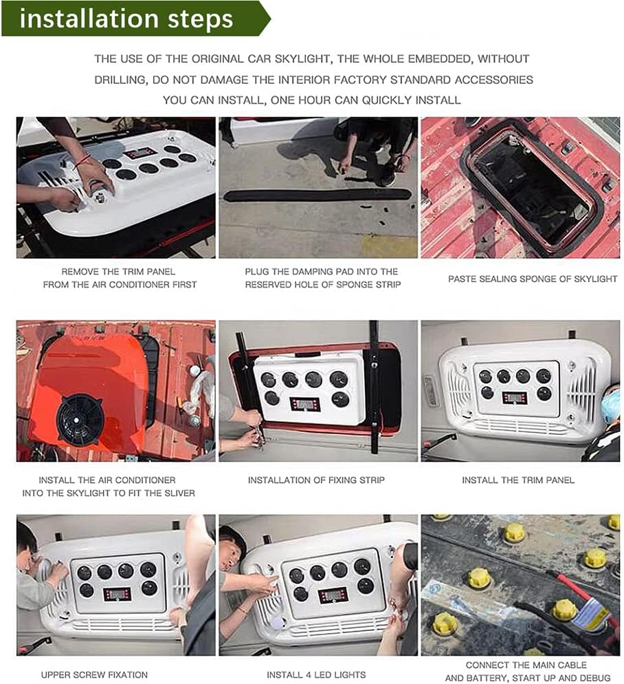 Climatiseur Pour Camping-Car, Climatiseur Pour Camping-Car 12 V/24 V Cc, Climatiseur De Toit Pour Camping-Car, Climatiseur De Stationnement Électrique, Refroidissement Uniquement, Autonomie De 8 Heure