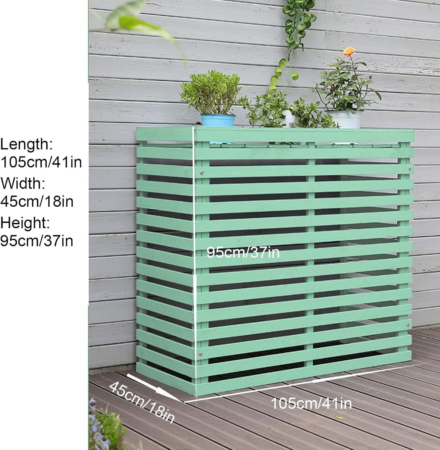 Housse De Protection En Bois Pour Climatiseur D'extérieur – Clôture De Protection élégante Et Résistante Aux Intempéries, Idéale Pour Cacher Les Unités De Climatisation, Parfaite Pour La Décoration De