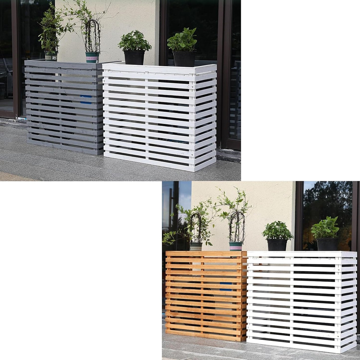 Housse Décorative Pour Climatiseur Pour Clôture Extérieure – Housse En Bois Pour Unité De Climatisation Et Support De Plantes Avec Protection Supérieure Résistante Aux Intempéries Et Design élégant