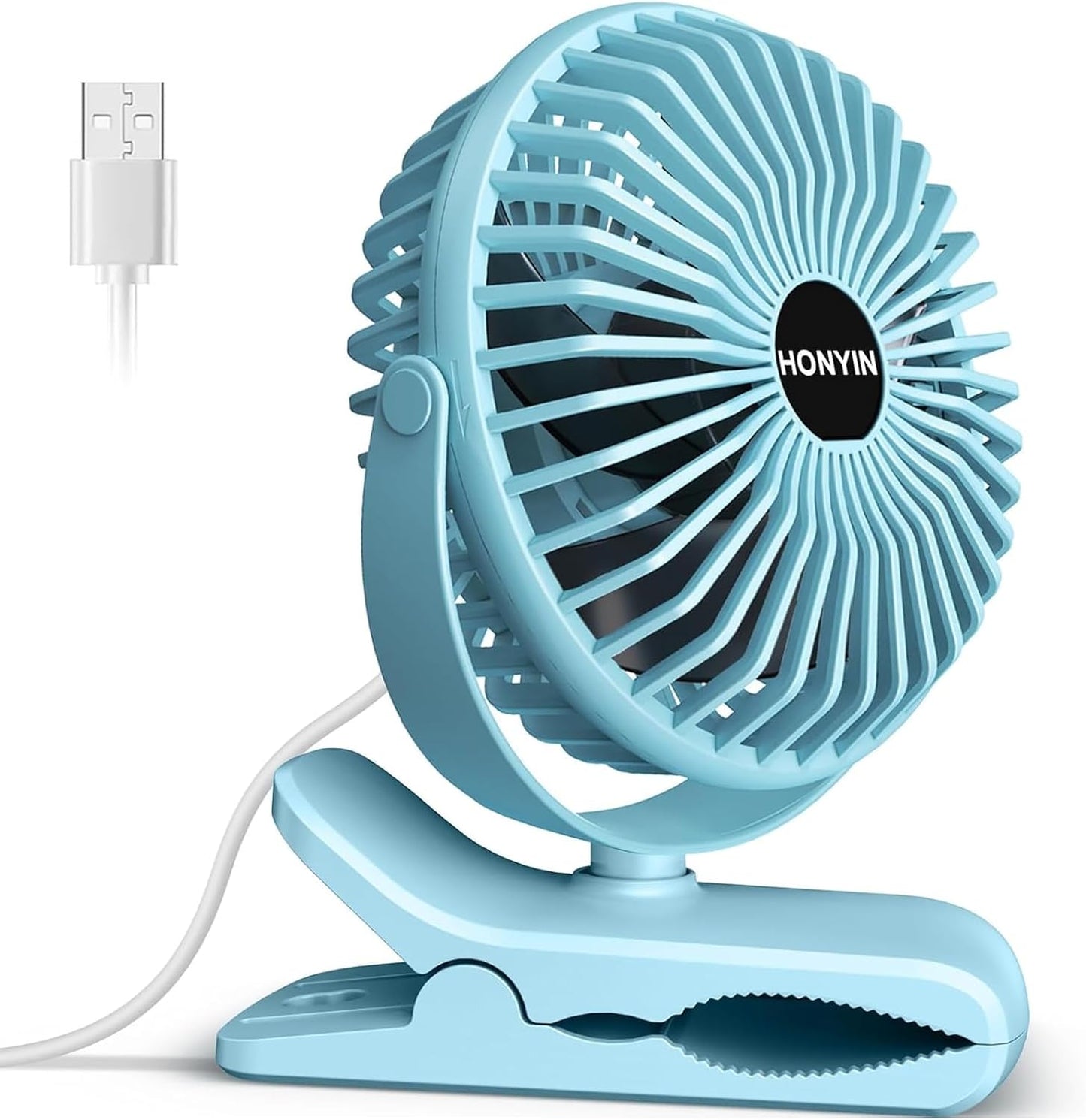 HONYIN Mini Ventilateur à Pince, 720 Rotation° Clip & Table Ventilateur | Petit Ventilateur USB, Air Puissant Et Fonctionnement Silencieux, Alimenté Par USB, Pour Maison Table Bureau