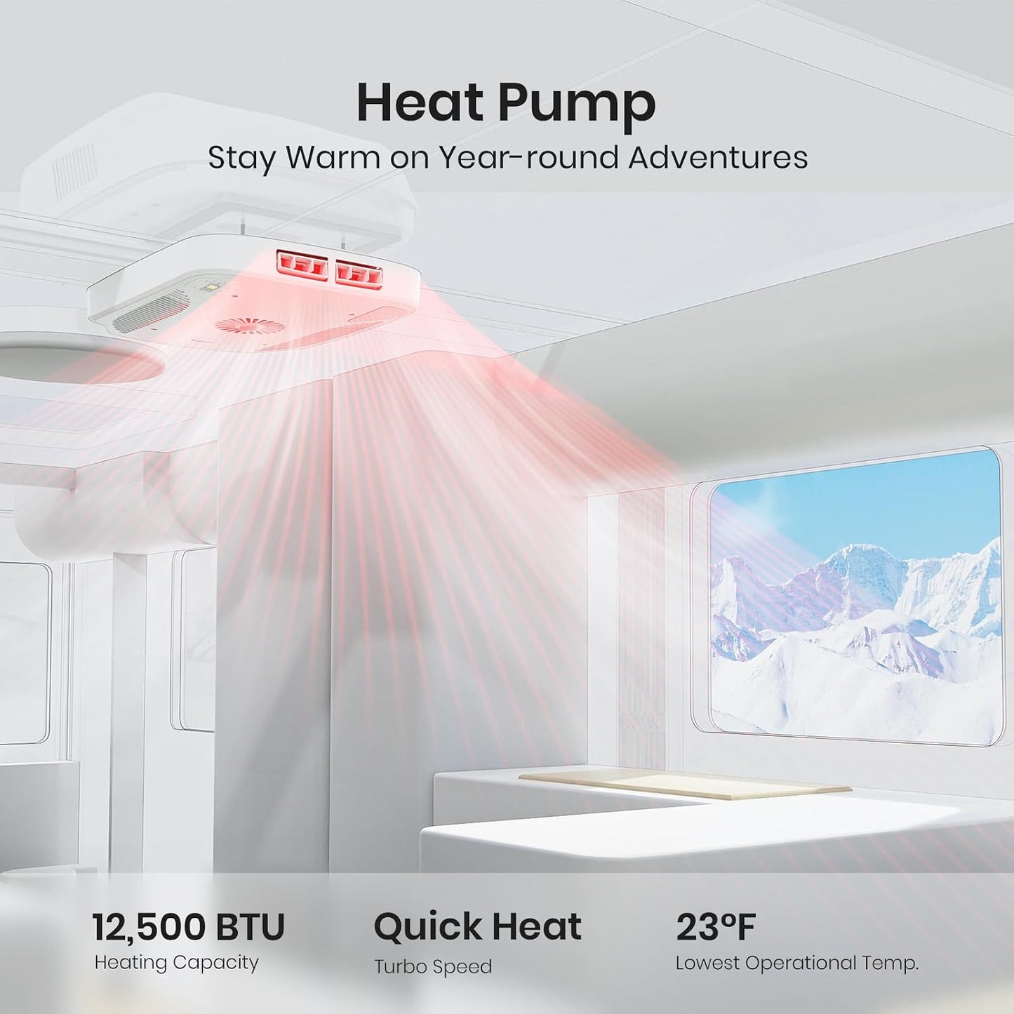 TOSOT GO COOL Climatiseur Pour Véhicule Récréatif 15 000 BTU, Unité De Climatisation De Toit Non Conduit Avec Pompe à Chaleur, EER 8,5 Haute Efficacité, WiFi Et Télécommande, Noir