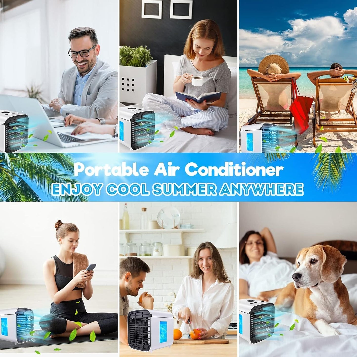 DieffematicKTY Climatiseur Mobile Portable Air Conditioning Fan Mini Electric Cooling Water Mist Humidifier Ice Fan Room Household Small Air Conditioner Air Cooler