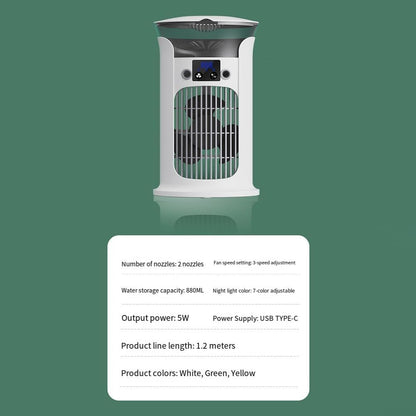  Climatiseurs Mobiles Portables, Ventilateur De Refroidissement Portable Avec Brume De Refroidissement 880 Ml, Réservoir D'eau De 880 Ml, 3 Réglages De Vitesse, Refroidisseur D'air Pour La Maison Et Le