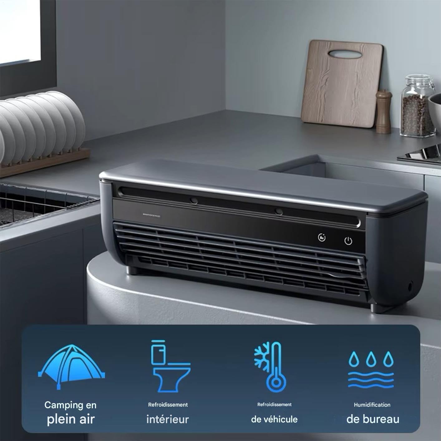  Ventilateur Rafraîchisseur D'Air - Ventilateur Portable Climatiseur - Appareil De Ventilation Trois Vitesses Avec Chargeur Sans Fil Pour Maison Chambre Camping Car Salle De Bain Cuisine Salle De Sport