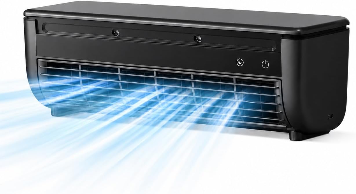  Mini Climatiseur, Unité De Climatisation Portable Sans Conduit, Refroidisseur Mural Sans Perçage Avec Télécommande, Ventilateur 3 Vitesses Pour Cuisine Et Chambre,Noir