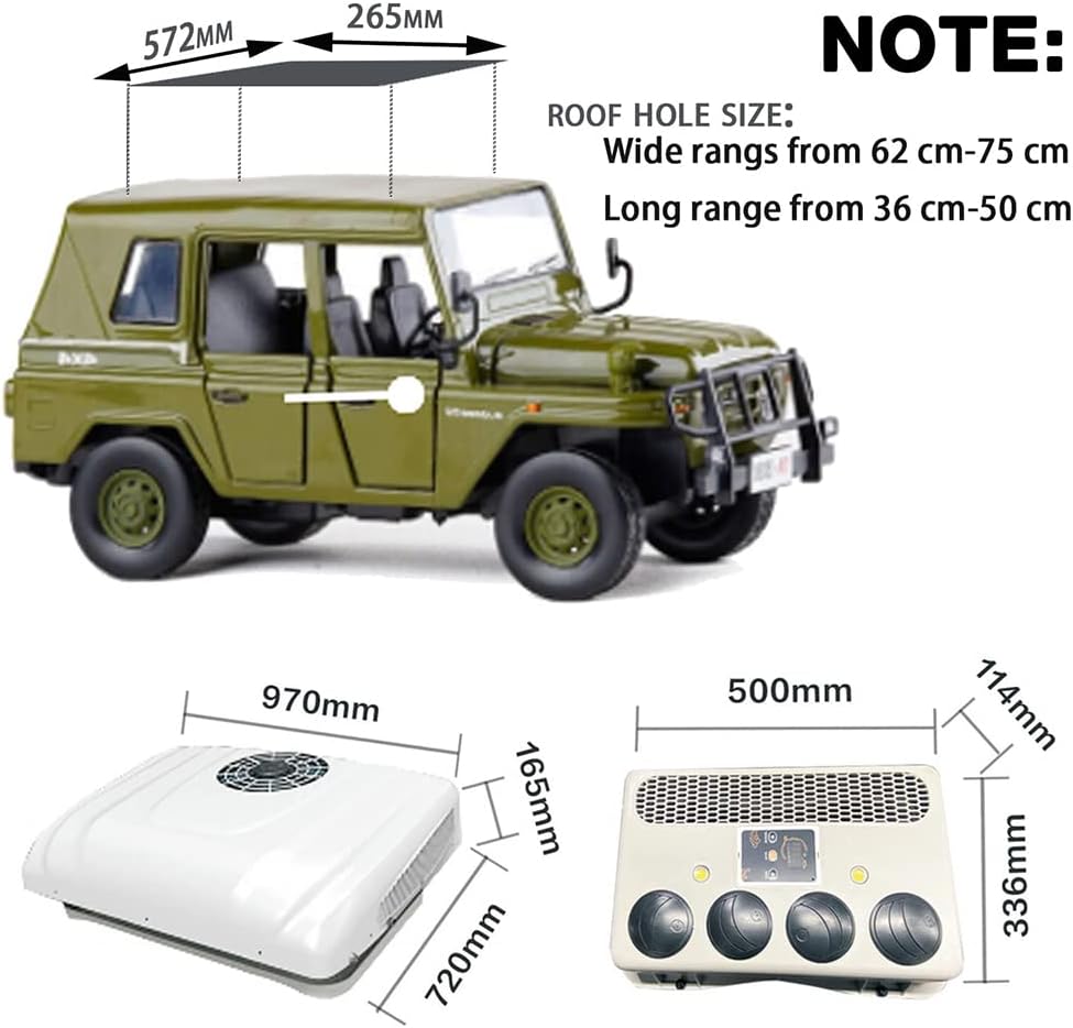  Climatiseur Pour Camping-Car, Climatiseur Pour Camping-Car 12 V/24 V Cc, Climatiseur De Toit Pour Camping-Car, Climatiseur De Stationnement Électrique, Refroidissement Uniquement, Autonomie De 8 Heure