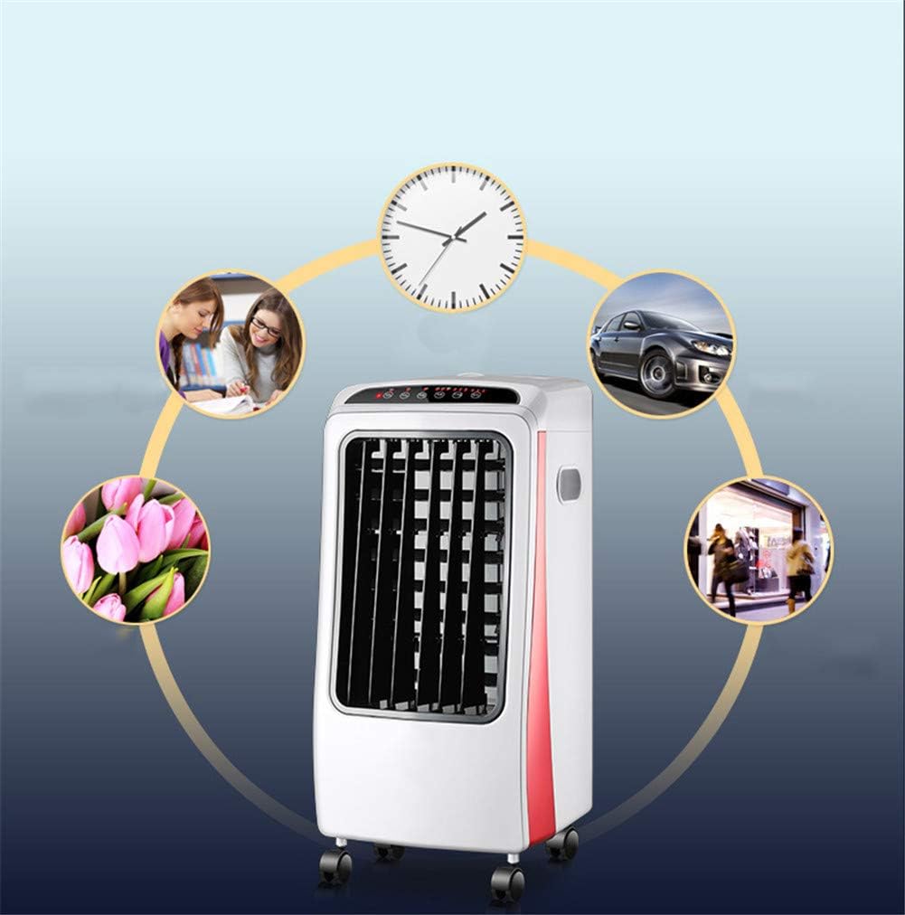  Climatiseur Portables Mobile 4 Fan De Roulettes Roues Climatisation Silencieux Ventilateurs Cold Fan Home De Humidificateur Trois Modes Fonction De Refroidissement (Rouge)