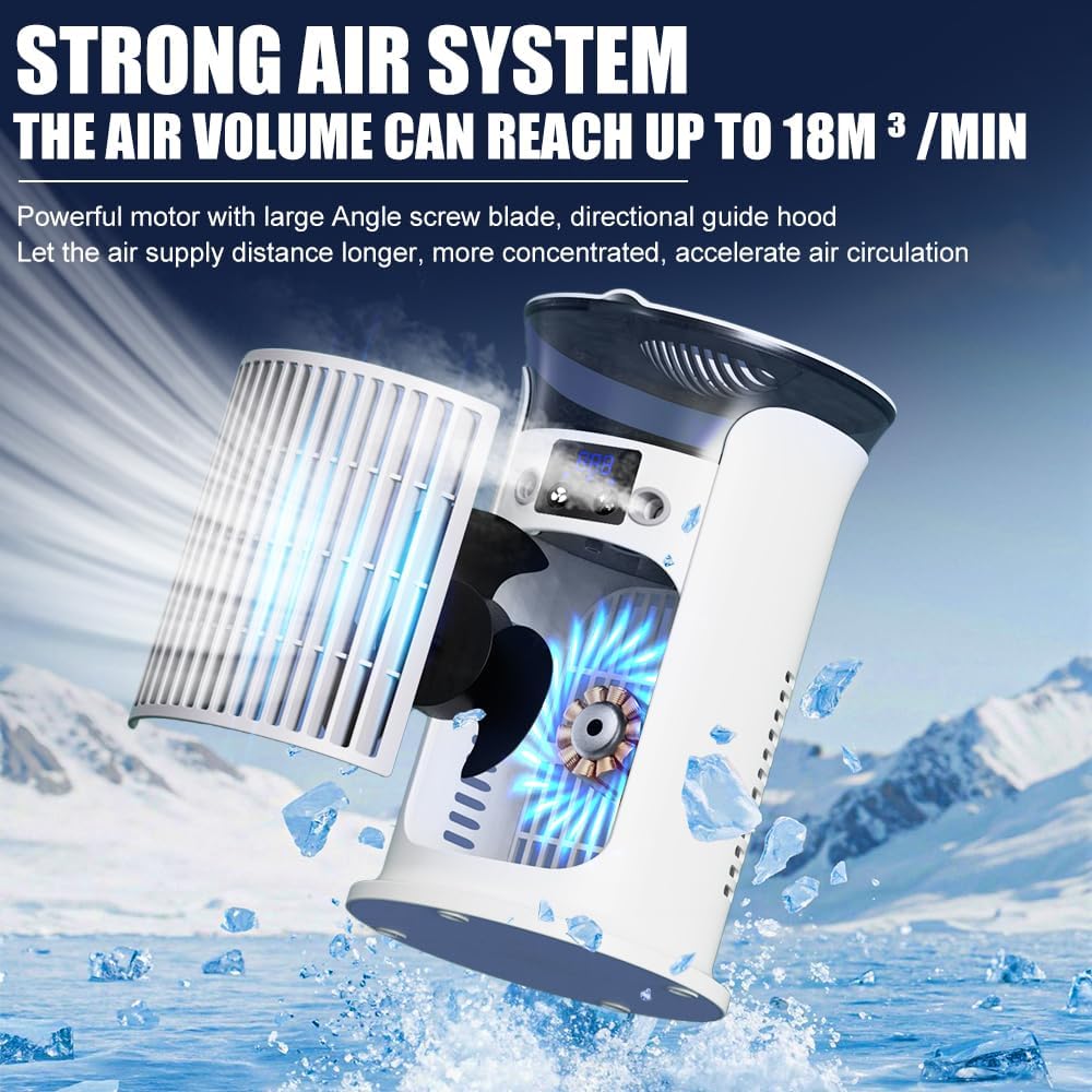  Climatiseur Mobile Avec Réservoir 880ML, Mini Climatiseur Portable, Refroidisseur D'air, Petite Climatisation Mobile Pour Pièce, Climatiseur Mobile Sans Tuyau D'évacuation