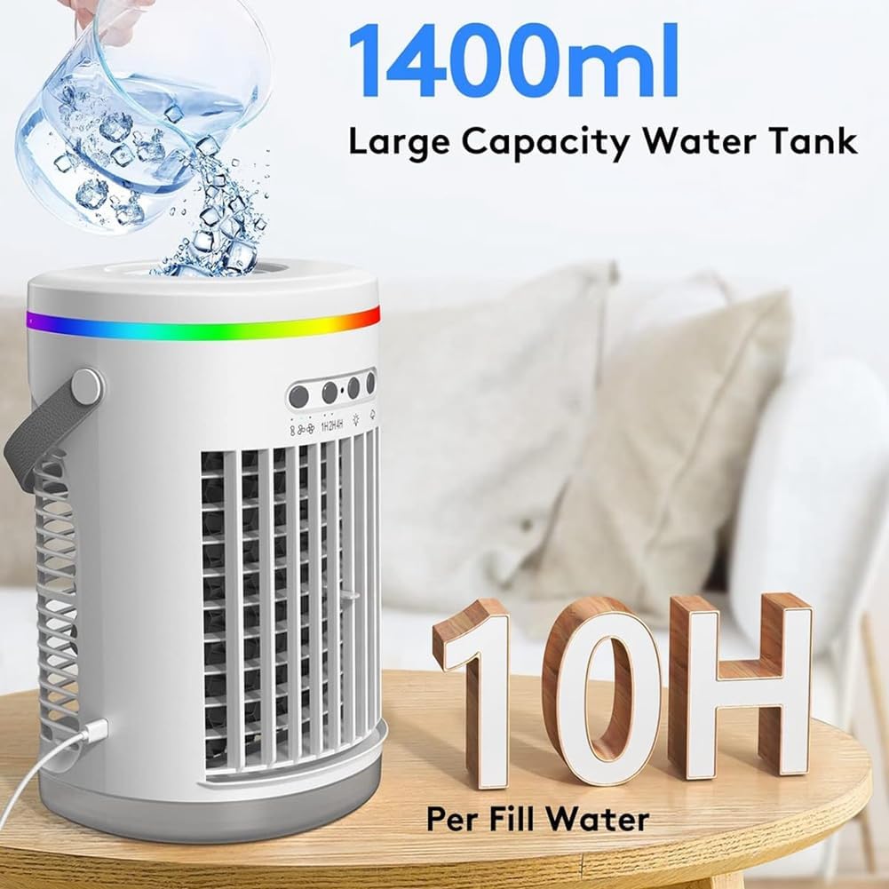  Climatiseurs Portables Avec Télécommande, Mini Climatiseur Évaporatif, Unité AC Portable, Lumières, Climatiseur Personnel