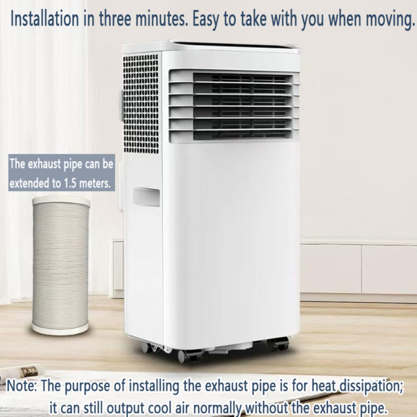  Climatisation Portable Refroidit Jusqu'à 350 Sq.Ft., Smart AC Avec Télécommande, Ventilateur Silencieux, Modes De Sommeil, Minuterie 24H, Kits De Fenêtre Pour La Maison Ou Le Bureau