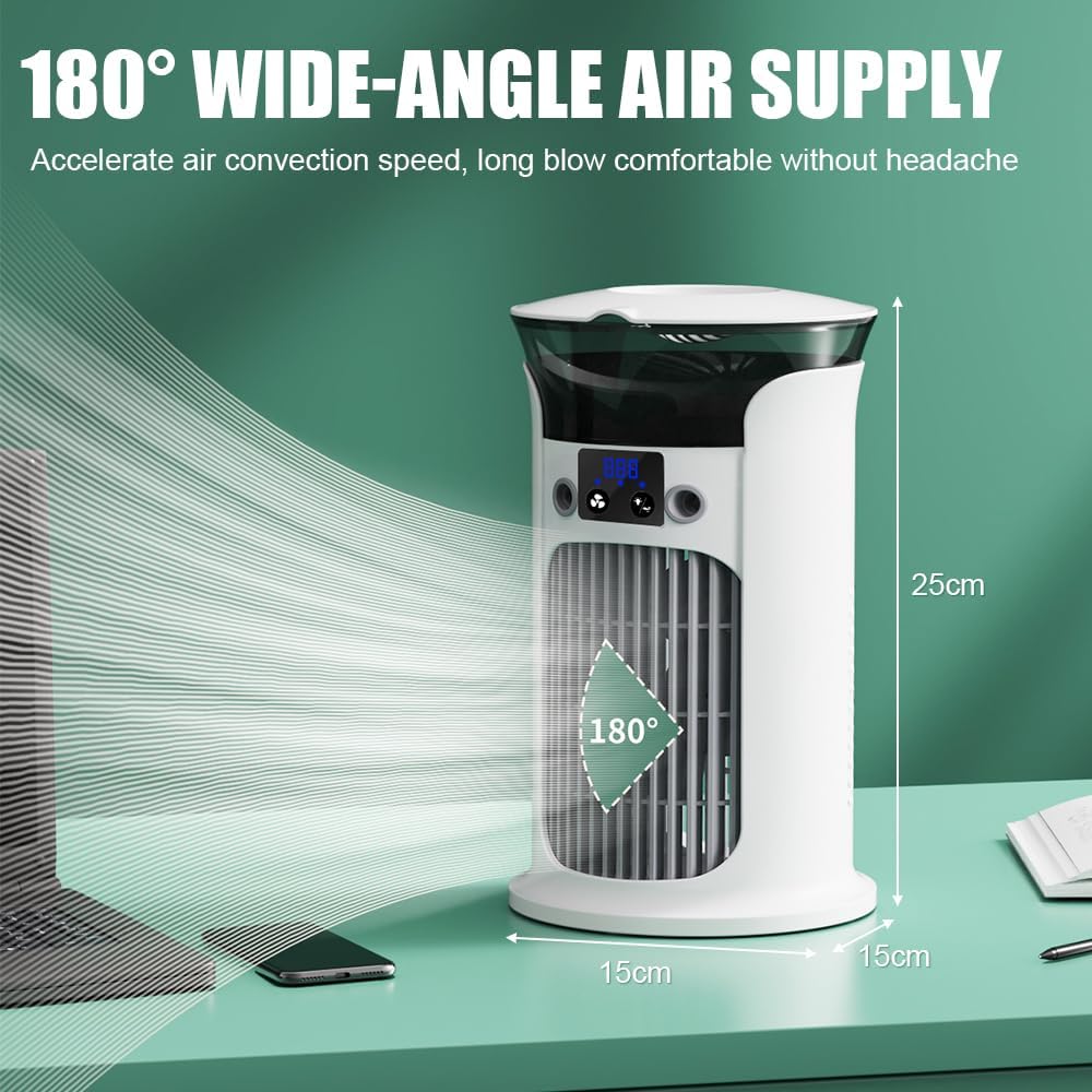  Climatiseur Mobile Avec Réservoir 880ML, Mini Climatiseur Portable, Refroidisseur D'air, Petite Climatisation Mobile Pour Pièce, Climatiseur Mobile Sans Tuyau D'évacuation