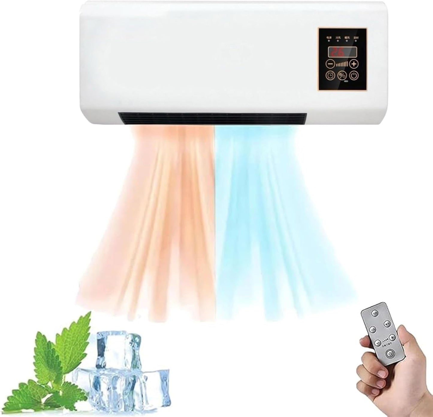  Circulateur D'air, Fonctions D'air, De Chauffage Et De Ventilateur Mobiles Muraux Portables, Fixés Au Mur Avec Télécommande For La Maison, Le Bureau(A)
