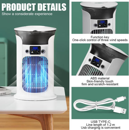  Climatiseur Mobile Avec Réservoir 880ML, Mini Climatiseur Portable, Refroidisseur D'air, Petite Climatisation Mobile Pour Pièce, Climatiseur Mobile Sans Tuyau D'évacuation
