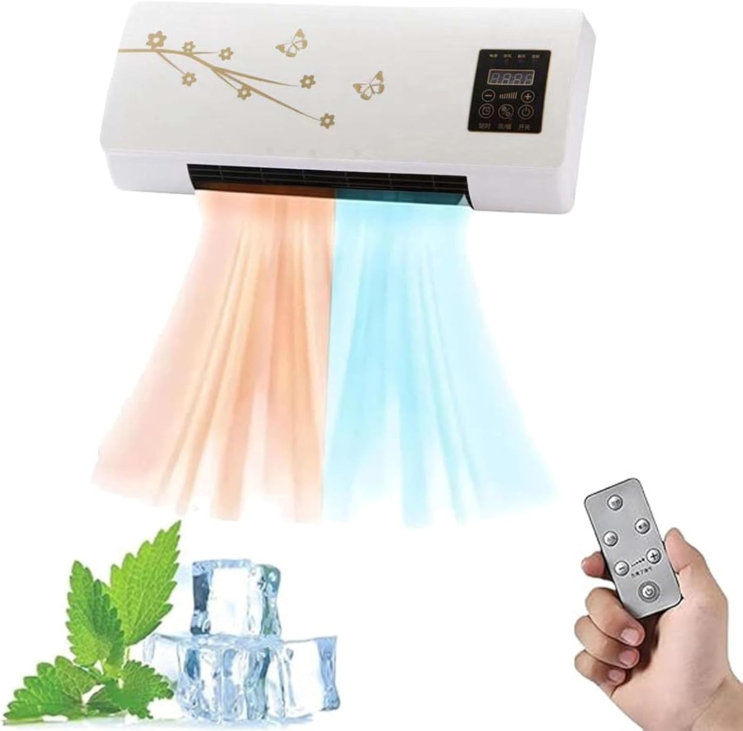  Circulateur D'air, Fonctions D'air, De Chauffage Et De Ventilateur Mobiles Muraux Portables, Fixés Au Mur Avec Télécommande For La Maison, Le Bureau(A)
