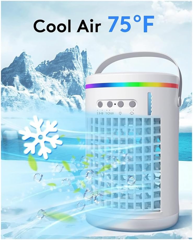  Climatiseurs Portables Avec Télécommande, Mini Climatiseur Évaporatif, Unité AC Portable, Lumières, Climatiseur Personnel