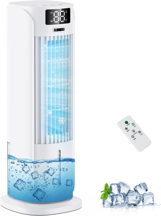  Rafraîchisseur D'Air 4 En 1, Climatiseur Mobile Avec 6 Vitesses Et 2 Modes, Oscillation 90°, Minuterie 12H, Télécommande, Portable, Silencieux, Pour La Maison Et Le Bureau