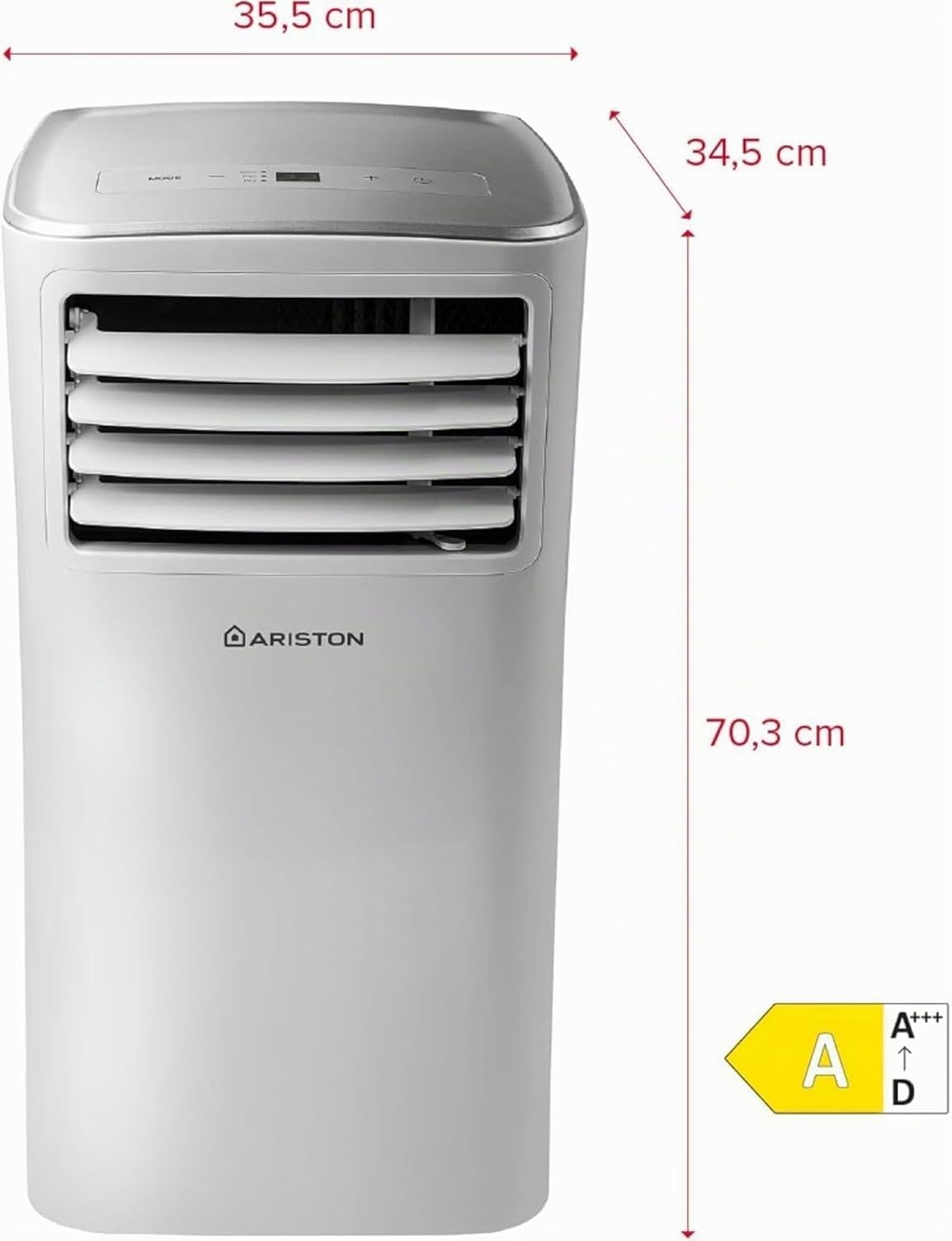  Ariston Mobis 8, Climatiseur Mobile Compact 3 En 1, 8.000 Btu/h, Air Pur, Silencieux