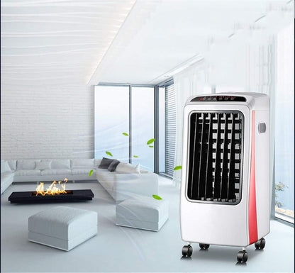  Climatiseur Portables Mobile 4 Fan De Roulettes Roues Climatisation Silencieux Ventilateurs Cold Fan Home De Humidificateur Trois Modes Fonction De Refroidissement (Rouge)