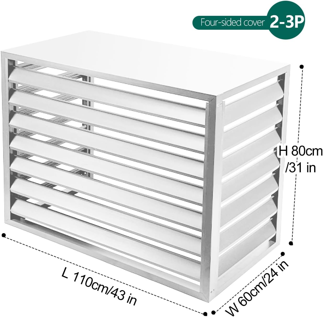 GENERIC Housse De Protection En Aluminium Pour Climatiseur Extérieur - Mini Condensateur Divisé - Résistant Aux Intempéries - Pour 2 Systèmes 3P - Blanc Et Design élégant
