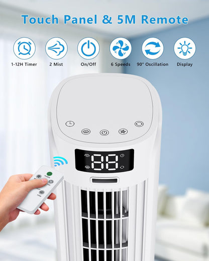  Rafraîchisseur D'Air 4 En 1, Climatiseur Mobile Avec 6 Vitesses Et 2 Modes, Oscillation 90°, Minuterie 12H, Télécommande, Portable, Silencieux, Pour La Maison Et Le Bureau