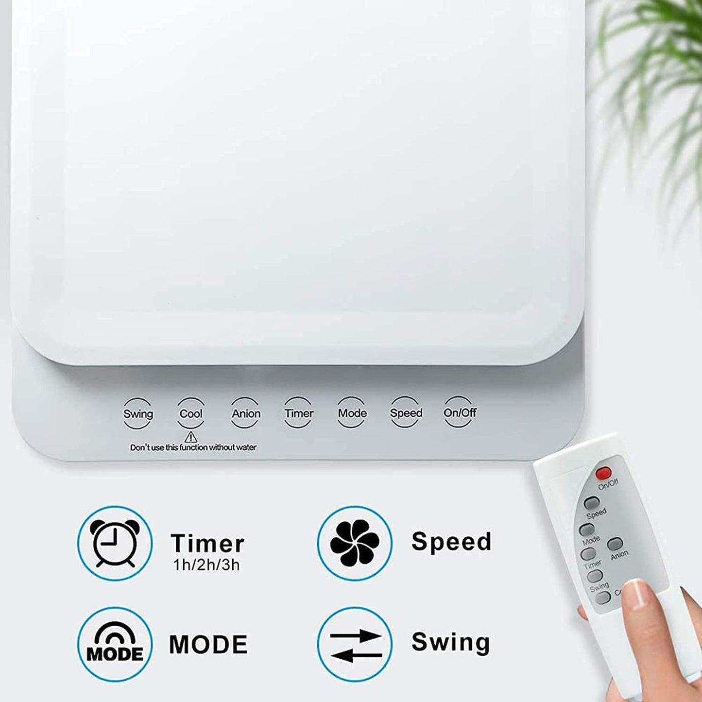  Refroidisseur D'air Portable, Purificateur De Ventilateur De Climatiseur Mobile, Humidificateur Avec Roues Et Double Réservoir D'eau De 5 L, 3 Modes, 3 Vitesses, Télécommande