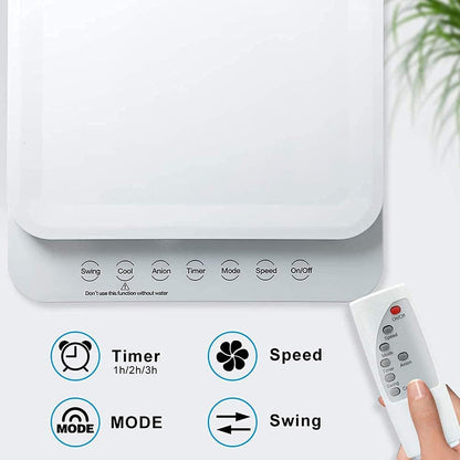  Refroidisseur D'air Portable, Purificateur De Ventilateur De Climatiseur Mobile, Humidificateur Avec Roues Et Double Réservoir D'eau De 5 L, 3 Modes, 3 Vitesses, Télécommande