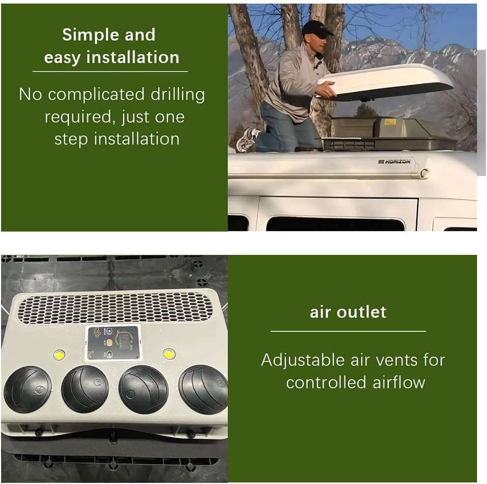  Climatiseur Pour Camping-Car, Climatiseur Pour Camping-Car 12 V/24 V Cc, Climatiseur De Toit Pour Camping-Car, Climatiseur De Stationnement Électrique, Refroidissement Uniquement, Autonomie De 8 Heure