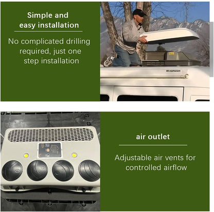  Climatiseur Pour Camping-Car, Climatiseur Pour Camping-Car 12 V/24 V Cc, Climatiseur De Toit Pour Camping-Car, Climatiseur De Stationnement Électrique, Refroidissement Uniquement, Autonomie De 8 Heure