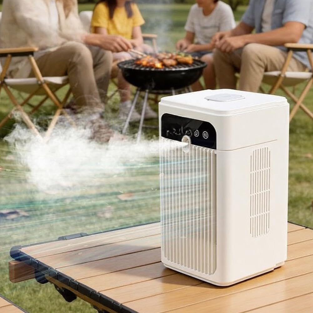  Refroidisseur D'air Portable Avec Minuterie Intelligente, 500 Ml Pour Mini Climatiseur Mobile, Double Ventilateur Silencieux De 3000 MAh, Utilisé Pour La Maison, Le Bureau, La Cuisine