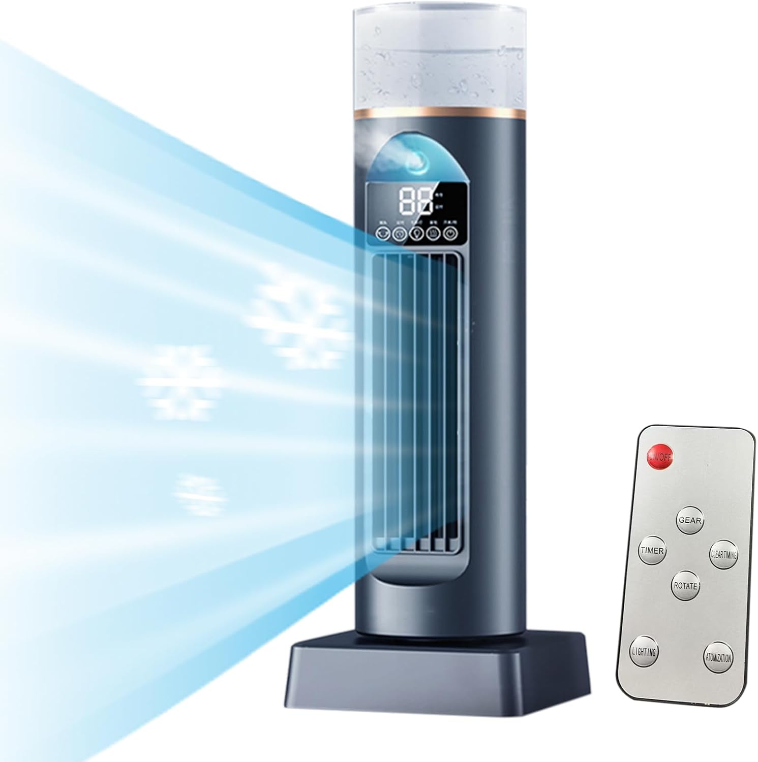 GENERIC Tower Climatiseur AC – Ventilateur De Refroidissement D'air Tour Pour Chambre à Coucher, Refroidisseur Oscillant Silencieux, 6 Vitesses, Avec Télécommande Et Réservoir D'eau, Minuterie De 6 H Pour La