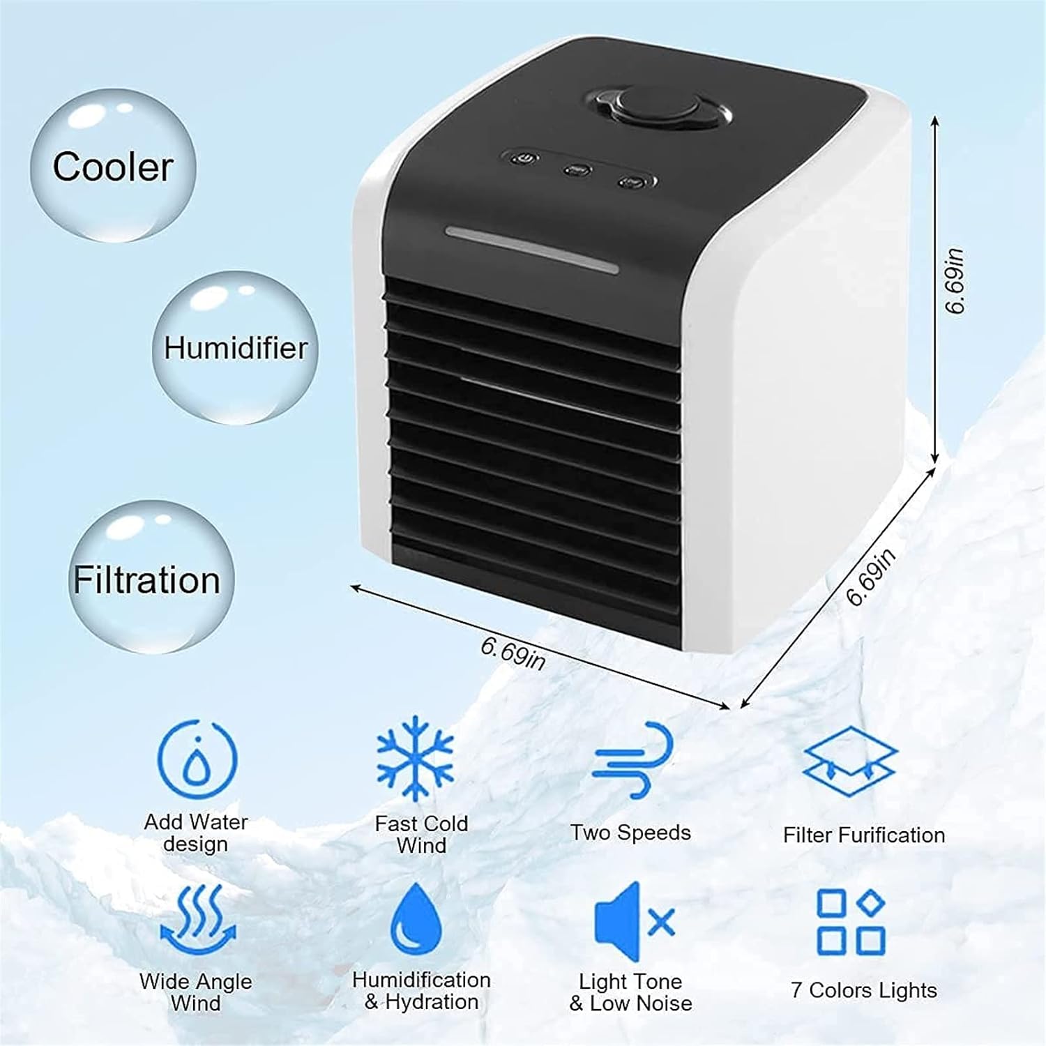  DieffematicKTY Climatiseur Mobile Portable Air Conditioners, Personal Air Coolers, Small Evaporative Coolers, Silent Mini Fans