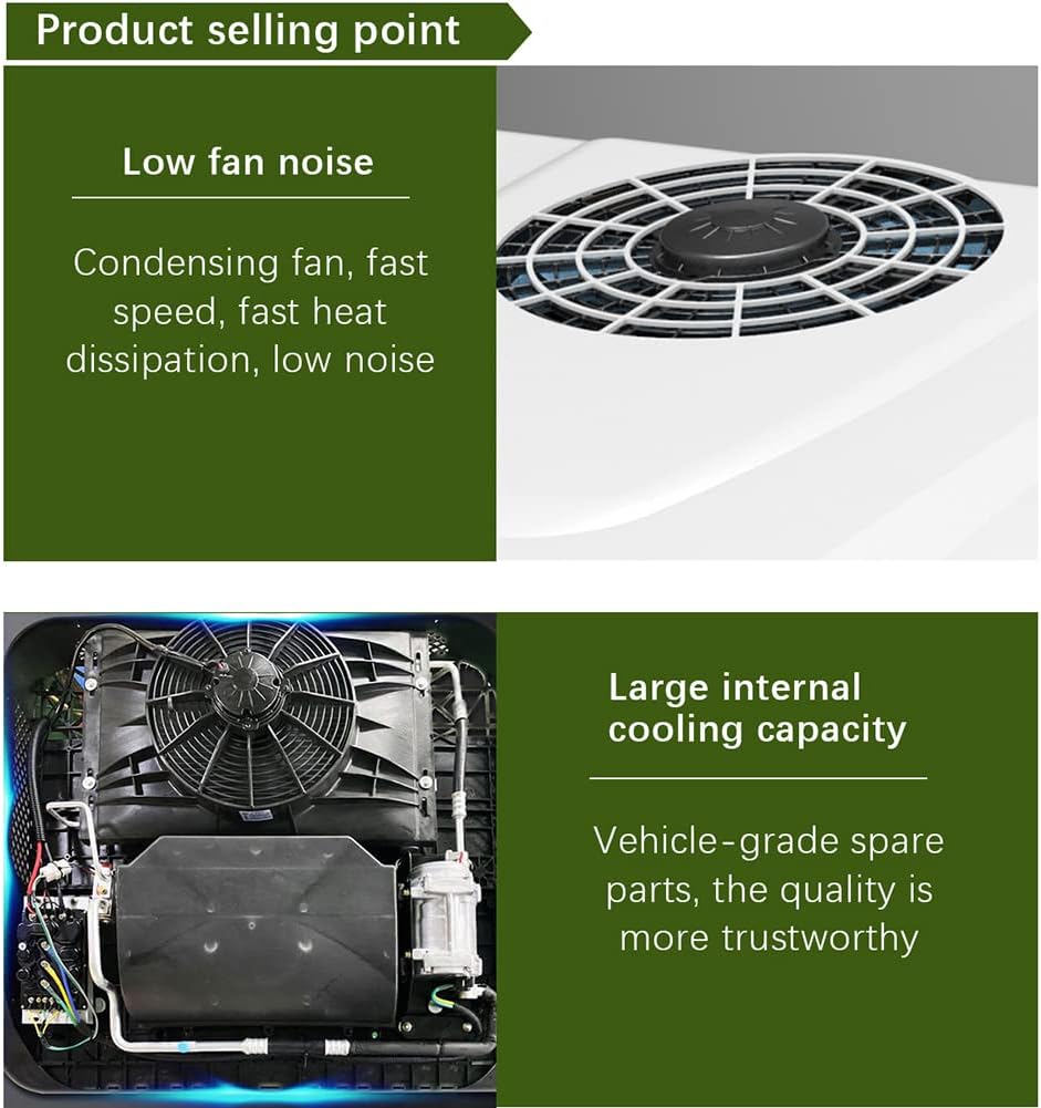  Climatiseur Pour Camping-Car, Climatiseur Pour Camping-Car 12 V/24 V Cc, Climatiseur De Toit Pour Camping-Car, Climatiseur De Stationnement Électrique, Refroidissement Uniquement, Autonomie De 8 Heure