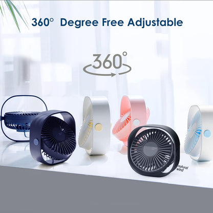 Simpeak Ventilateur USB Mini Ventilateur Portable Silencieux Ventilateur Bureau 3 Vitesses Réglable Alimenté Par USB, Pour Le Maison Et Bureau (Bleu)