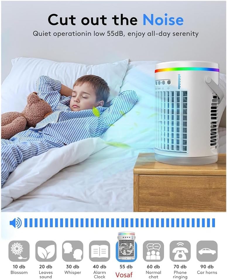  Climatiseurs Portables Avec Télécommande, Mini Climatiseur Évaporatif, Unité AC Portable, Lumières, Climatiseur Personnel