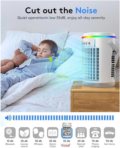  Climatiseurs Portables Avec Télécommande, Mini Climatiseur Évaporatif, Unité AC Portable, Lumières, Climatiseur Personnel