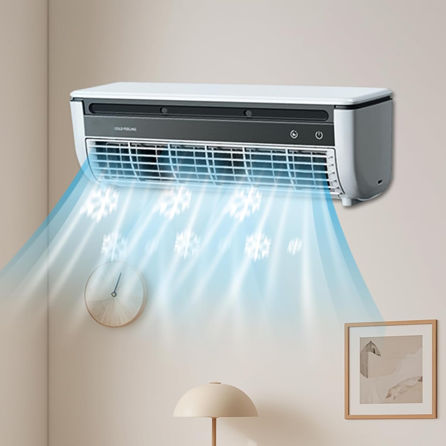  Générique Ventilateur Rafraîchisseur D'Air | Ventilateur D'Air Frais Pour Chambre à Coucher,Appareil De Ventilation Avec Fonction Chargeur Sans Fil Pour Usage Intérieur Extérieur Maison Voyage