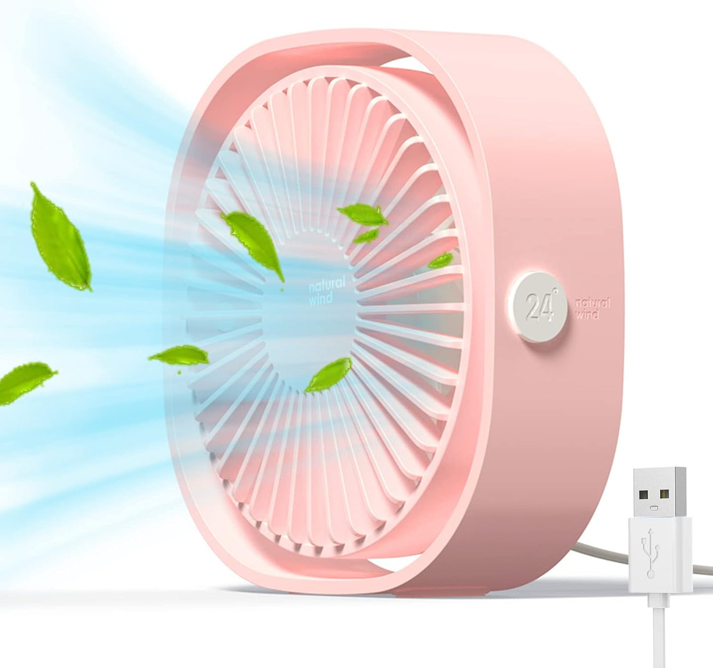  Simpeak Ventilateur USB Mini Ventilateur Portable Silencieux Ventilateur Bureau 3 Vitesses Réglable Alimenté Par USB, Pour Le Maison Et Bureau (Bleu)