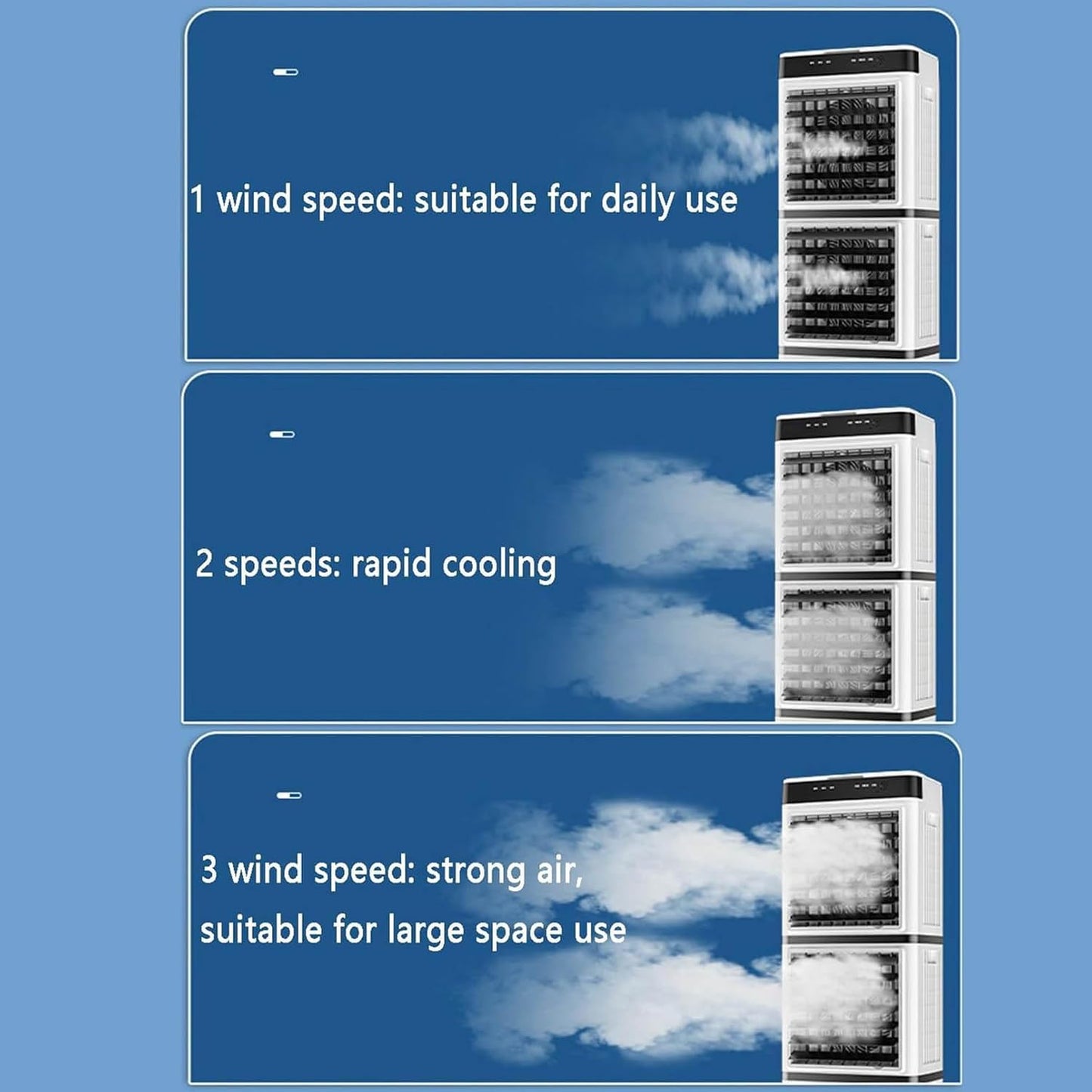 GENERIC Refroidisseur D'air évaporatif Portable, Climatiseur Mobile, Ventilateur Avec Télécommande, Minuterie 12 H, Réservoir D'eau De 14 L, 3 Vitesses, Rafraîchisseur D'air Pers