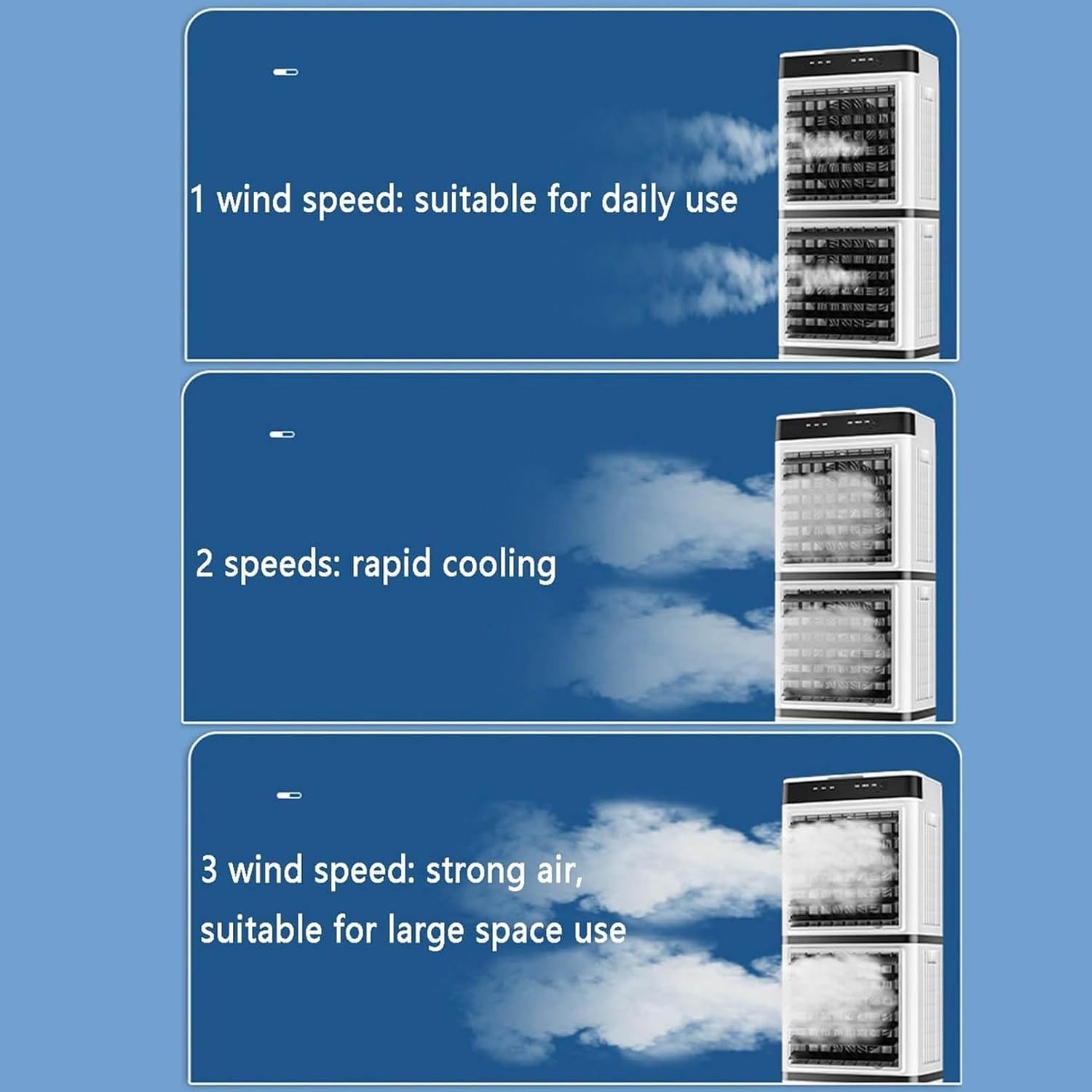 GENERIC Refroidisseur D'air évaporatif Portable, Climatiseur Mobile, Ventilateur Avec Télécommande, Minuterie 12 H, Réservoir D'eau De 14 L, 3 Vitesses, Rafraîchisseur D'air Pers