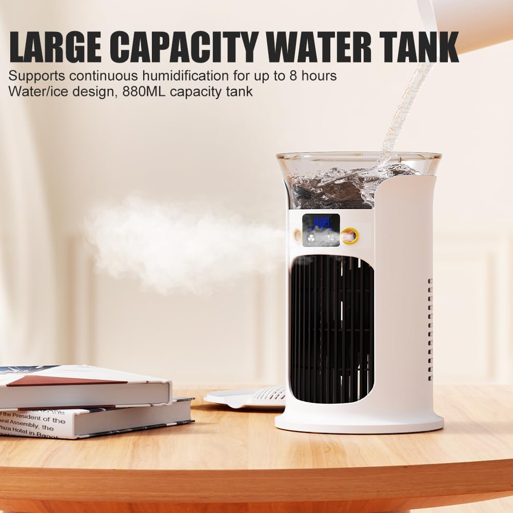  Climatiseur Mobile Avec Réservoir 880ML, Mini Climatiseur Portable, Refroidisseur D'air, Petite Climatisation Mobile Pour Pièce, Climatiseur Mobile Sans Tuyau D'évacuation