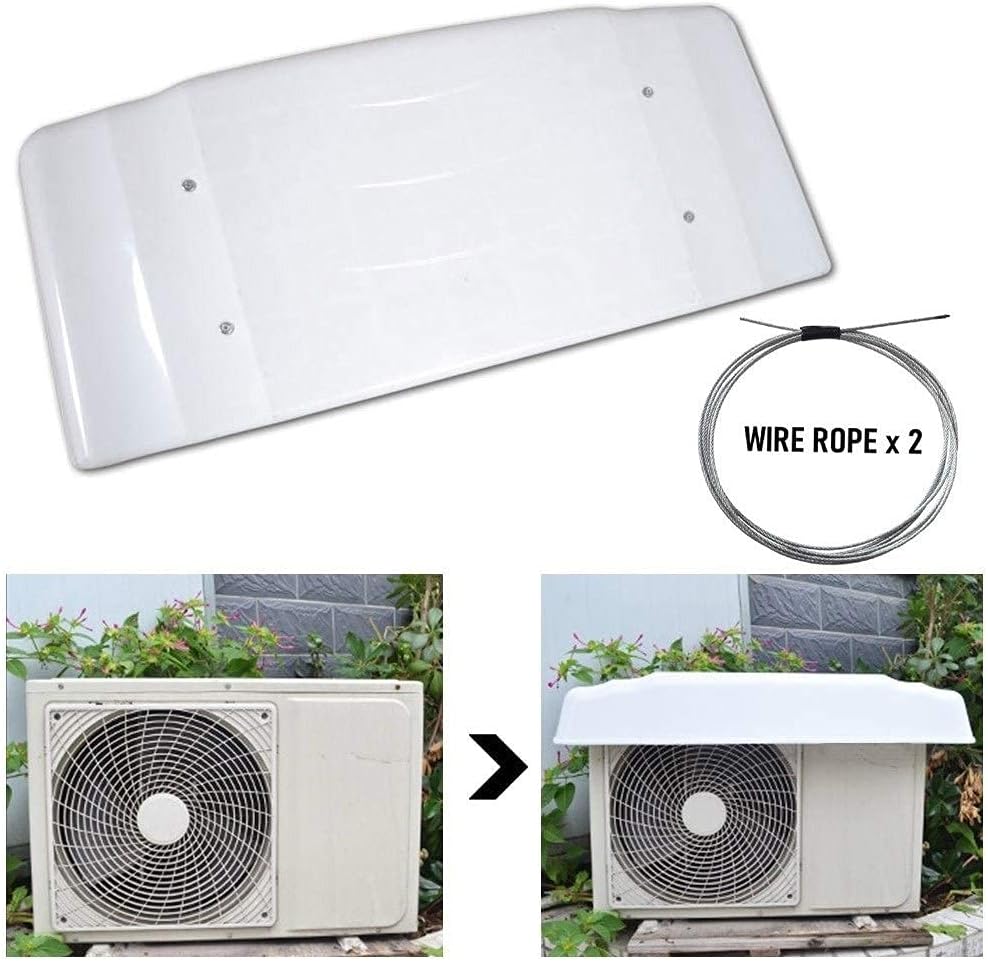  Housse De Protection Robuste En PVC Imperméable Pour Climatiseur Extérieur - Protection Toute L'année Avec 2 Fils D'acier - 110 X 47 X 17 Cm - Blanc