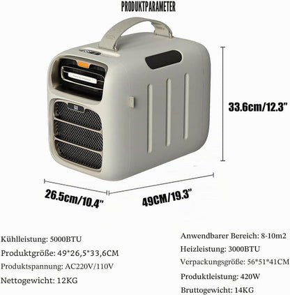  Climatisation Portable 420W, Compresseur Refroidisseur D'air Sans Montage De Fenêtre. Calme <42dB, Affichage Tactile Et Télécommande.Idéal Pour Camping-Car, Tente Et Camping.Aucun Drain Nécessaire.