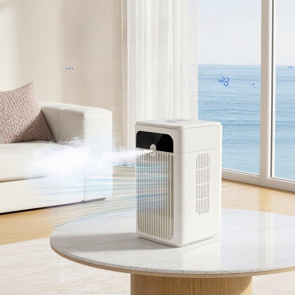  Refroidisseur D'air Portable Avec Minuterie Intelligente, 500 Ml Pour Mini Climatiseur Mobile, Double Ventilateur Silencieux De 3000 MAh, Utilisé Pour La Maison, Le Bureau, La Cuisine