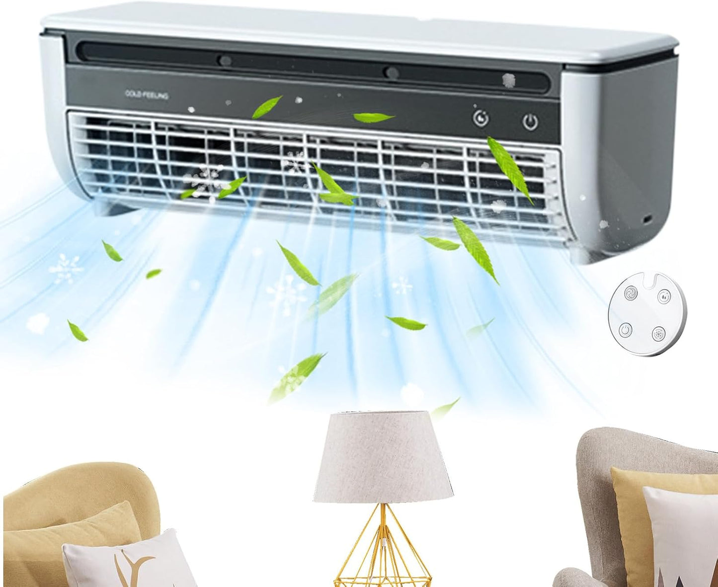  Ventilateur Avec Climatiseur,Ventilateur Rafraîchisseur D'Air - Appareil De Ventilation Avec Fonction Chargeur Sans Fil Pour Usage Intérieur Extérieur Maison Voyage