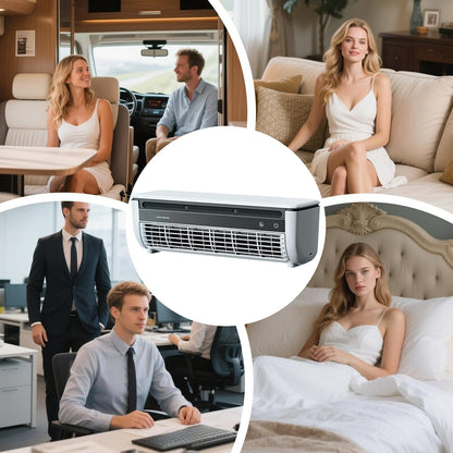  Ventilateur Avec Climatiseur,Ventilateur Rafraîchisseur D'Air - Appareil De Ventilation Avec Fonction Chargeur Sans Fil Pour Usage Intérieur Extérieur Maison Voyage