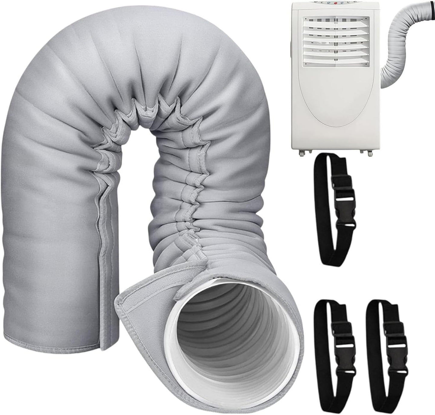  Isolation De Tuyau AC – Housse De Tuyau Portable Avec Sangles Réglables, Manchon D'isolation Thermique | Enveloppe économe En énergie Pour De Climatiseur De Fenêtre Dans La Maison, Garage,