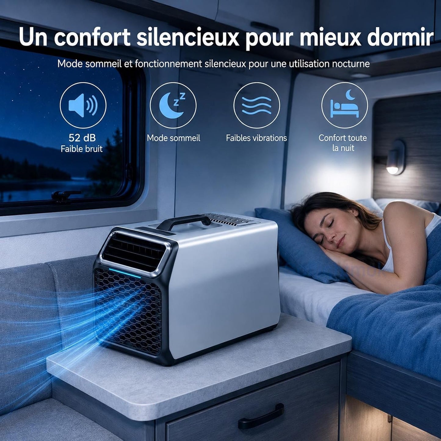  Climatiseur Portable 220v Avec Déshumidificateur Pour Été Silver-220V | Conçu Pour Les Escapades D’été, Les Chalets, Ateliers Et Petites Pièces Nécessitant Un Vrai Refroidissement.